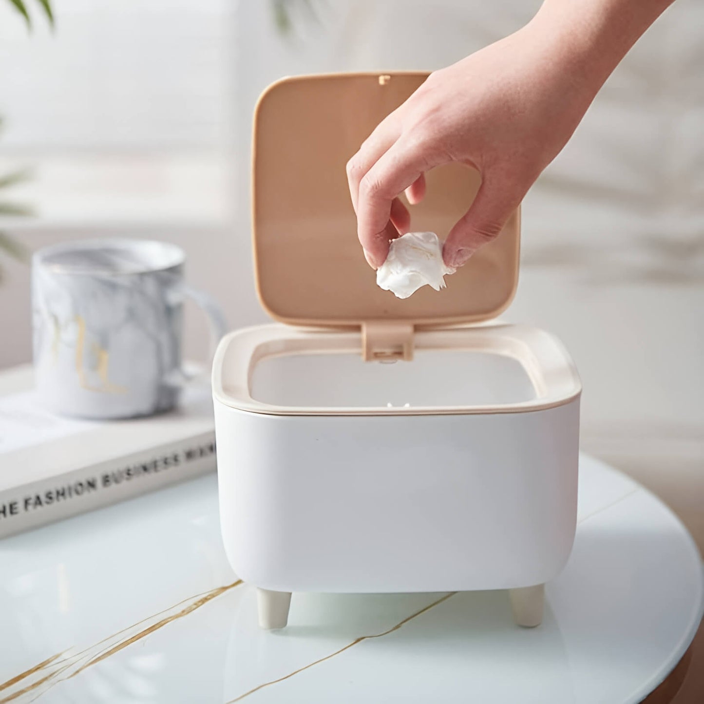 Classy Desktop Push Button Trash Bin