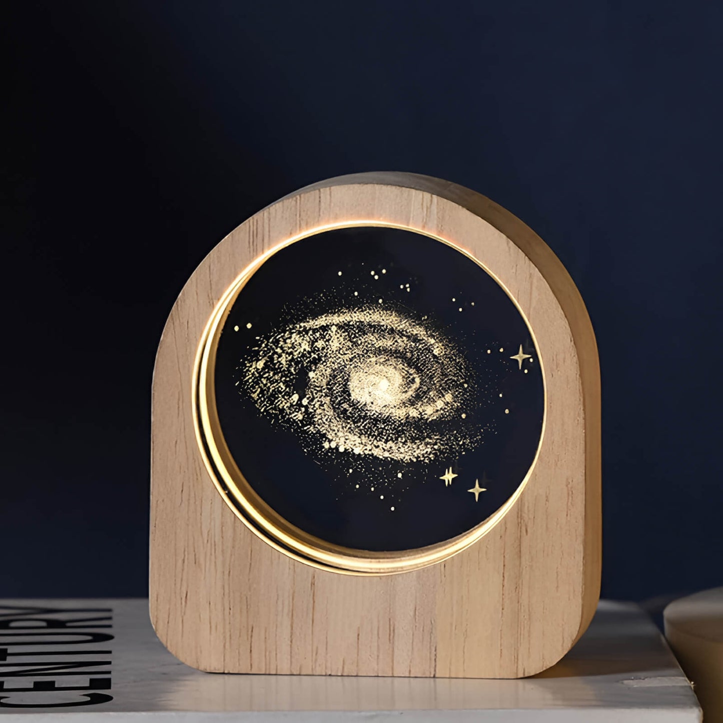 CelestiaGlow Wooden Crystal Solar System Night Light
