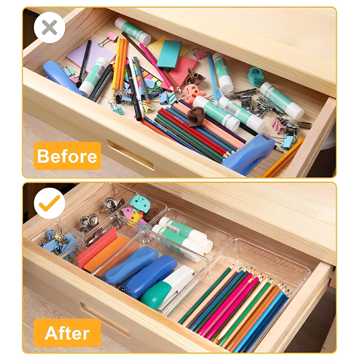 7-Piece Clear Acrylic Drawer Organizer Set