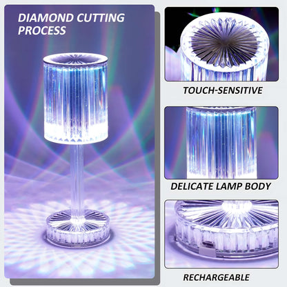 RadiantGlow Diamond-Cut Crystal Table Lamp
