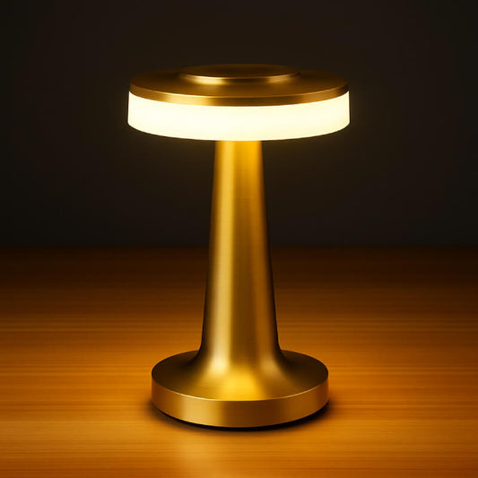 AuroraGlow™ LED Table Lamp – Premium Metal Body with Brass Finish