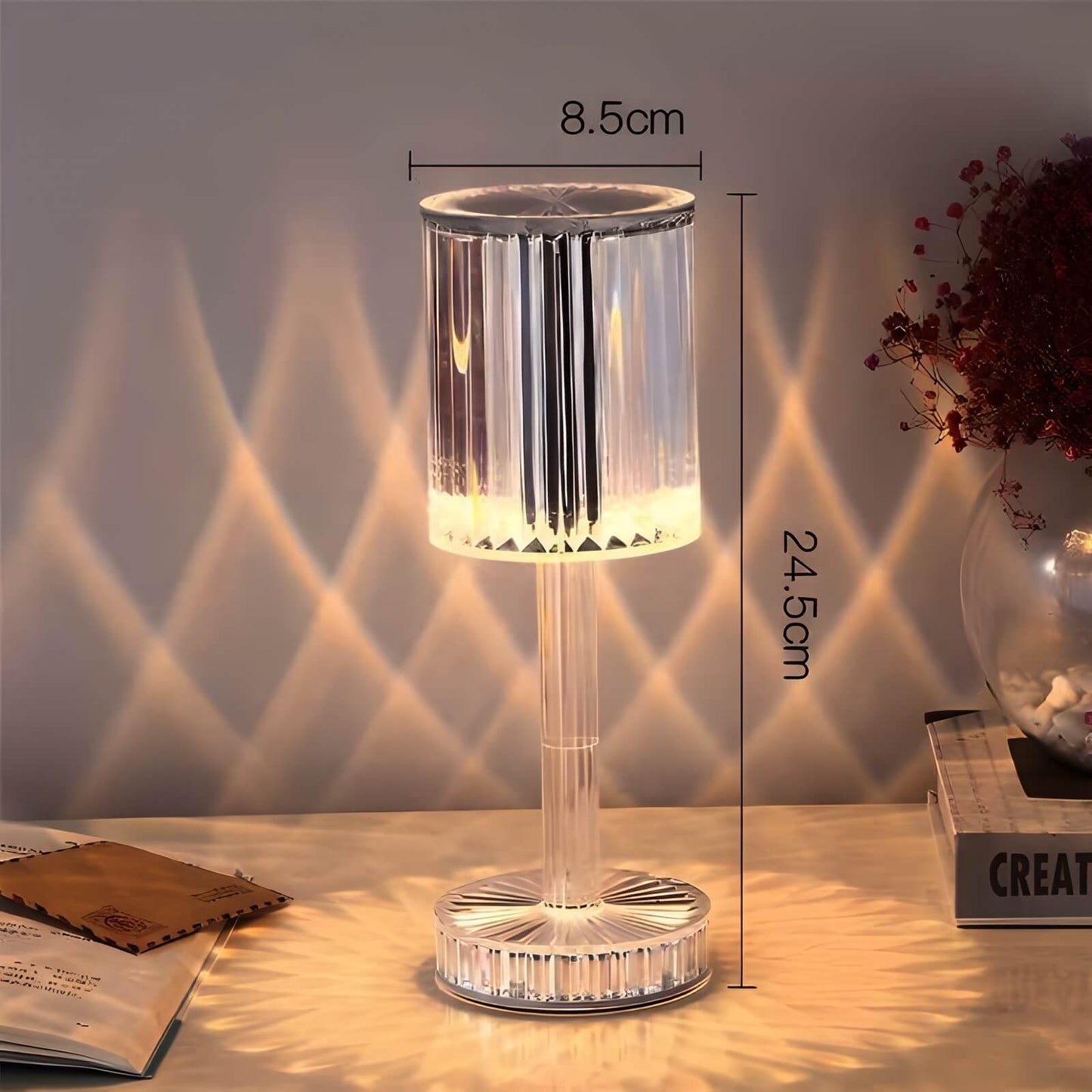 RadiantGlow Diamond-Cut Crystal Table Lamp