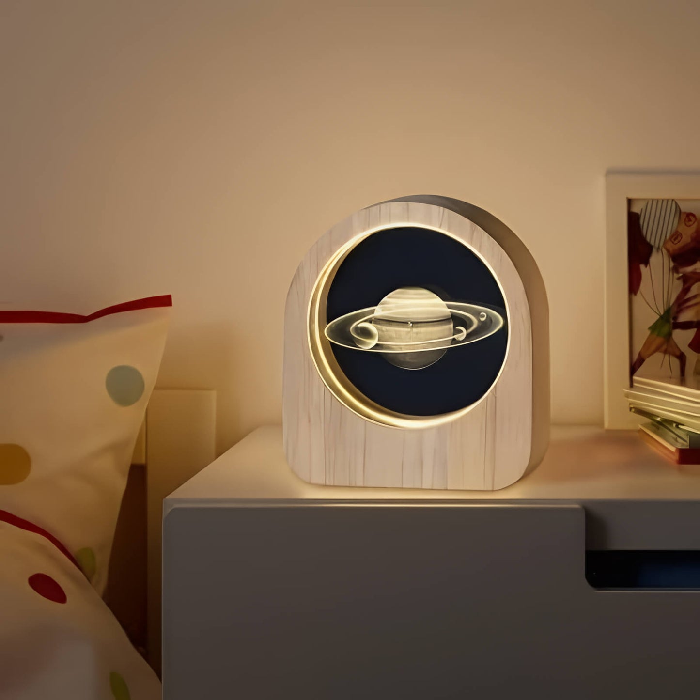 CelestiaGlow Wooden Crystal Solar System Night Light