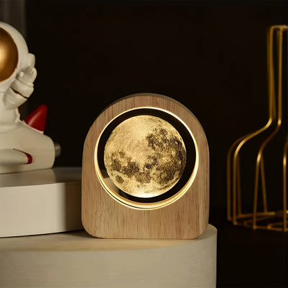 CelestiaGlow Wooden Crystal Solar System Night Light