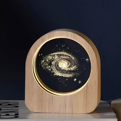 CelestiaGlow Wooden Crystal Solar System Night Light
